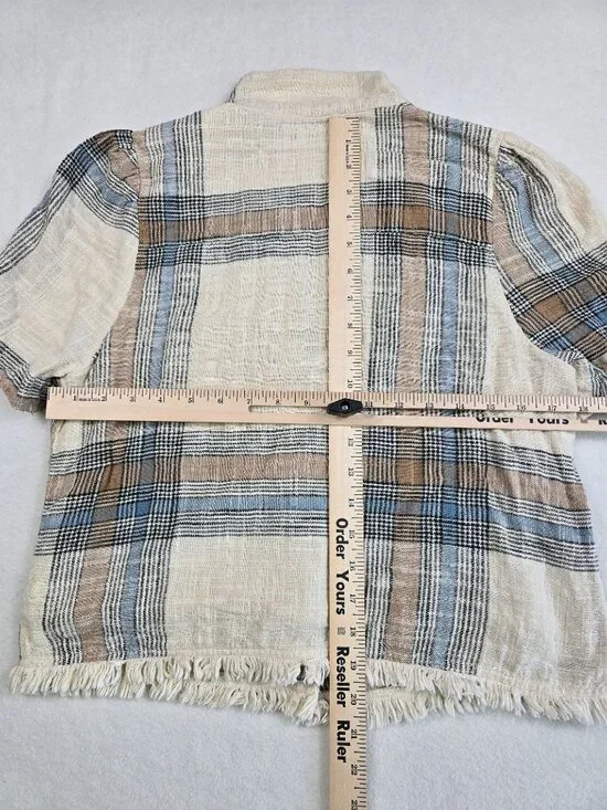 Plaid 100% Cotton Sleeveless Dress & Cropped Button-Up Shirt Top Set 16 XL - Picture 13 of 13